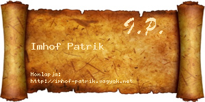 Imhof Patrik névjegykártya